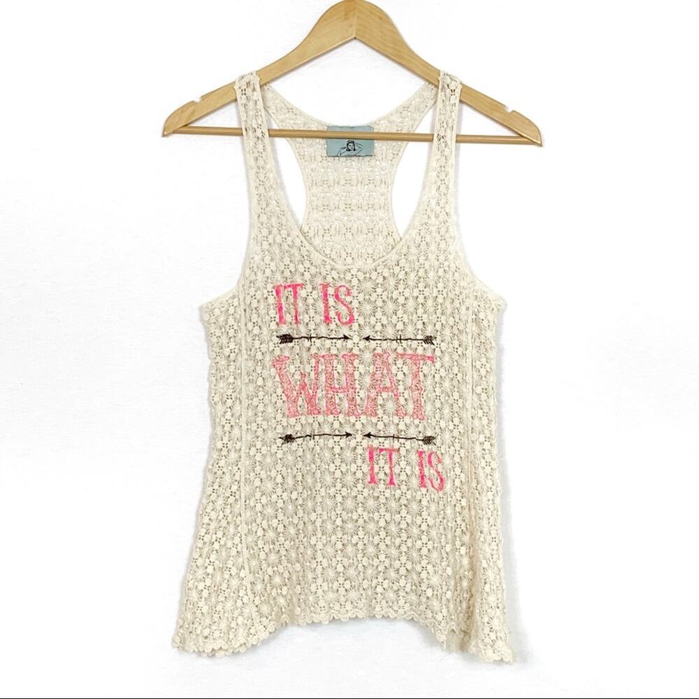 Judith March Crochet Tank Top in Cream Size Medium